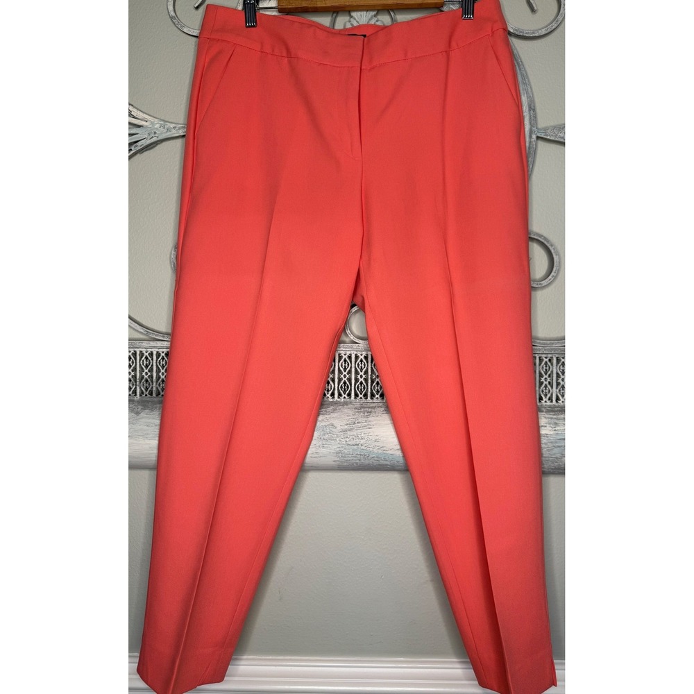 Talbots Signature Coral Pink Ankle Pants Womens 12 Straight Leg Stretch EUC